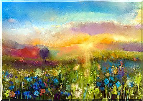 watercolor flower meadow