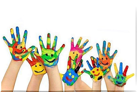 colorful, smiling hands