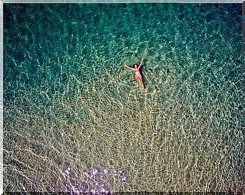 woman floating in water