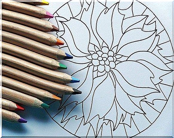 Mandala and crayons